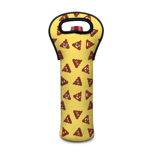 Poop Emoji Pattern Print Single Neoprene Wine Tote