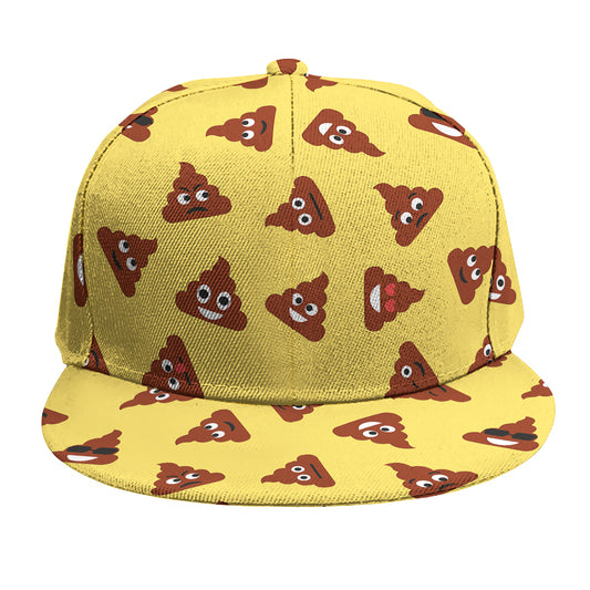 Poop Emoji Pattern Print Snapback Cap