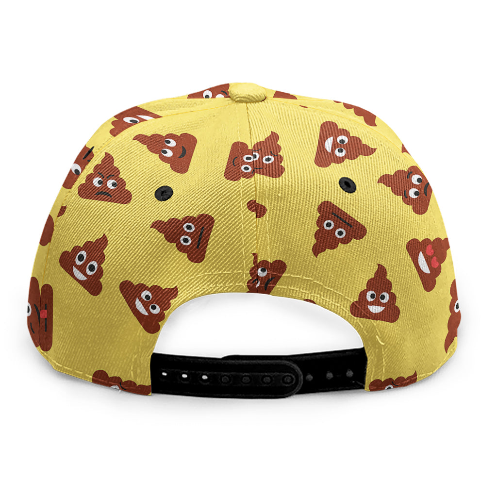 Poop Emoji Pattern Print Snapback Cap