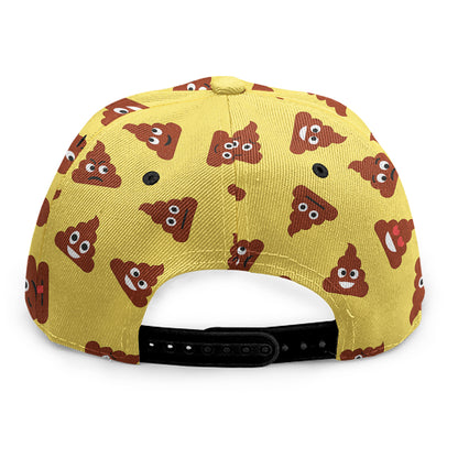 Poop Emoji Pattern Print Snapback Cap