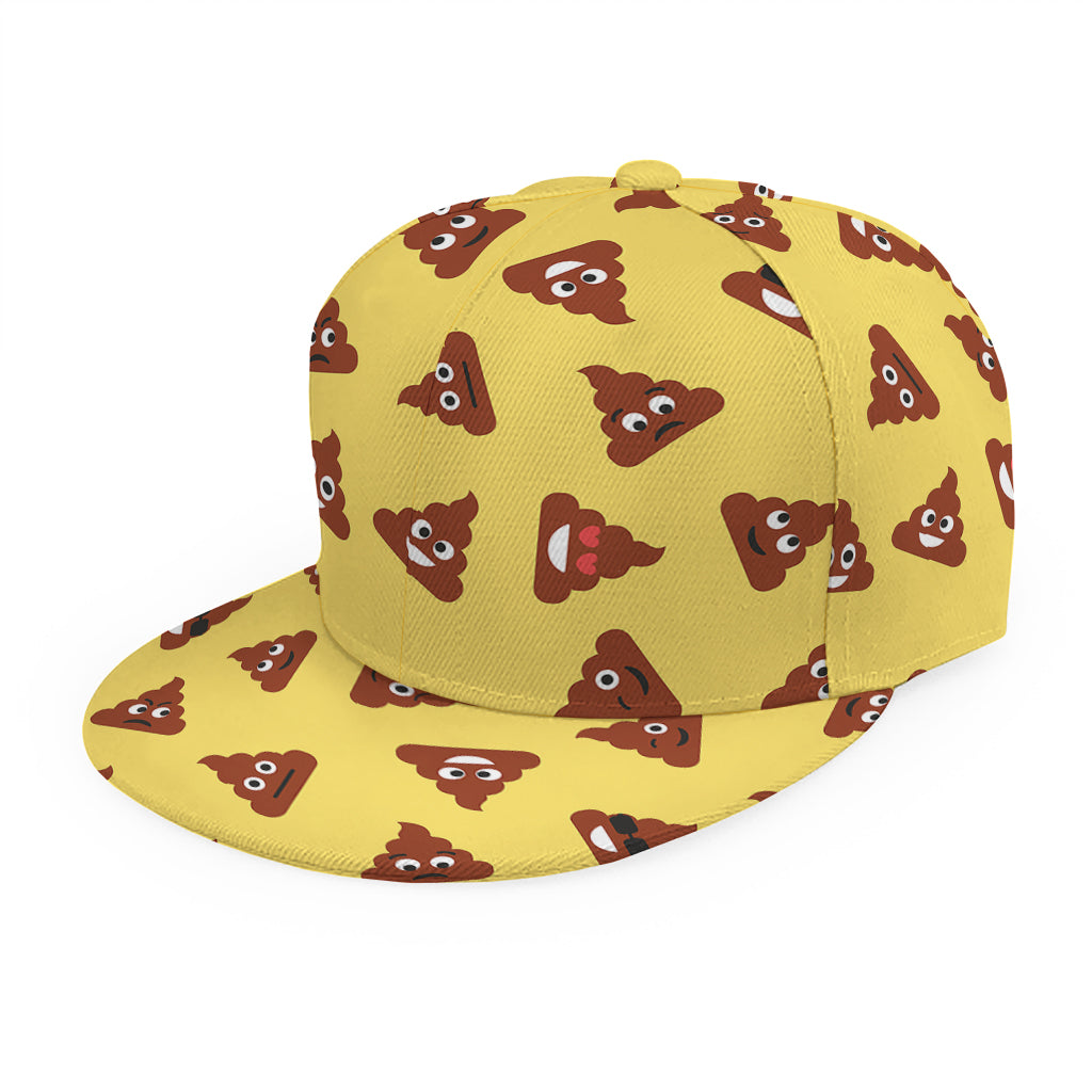 Poop Emoji Pattern Print Snapback Cap