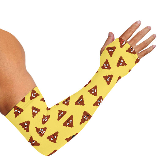 Poop Emoji Pattern Print Sun Protection Arm Sleeves