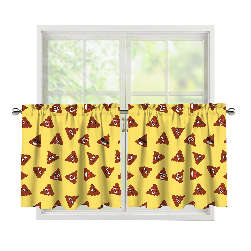 Poop Emoji Pattern Print Tier Curtains