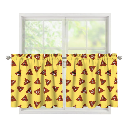 Poop Emoji Pattern Print Tier Curtains
