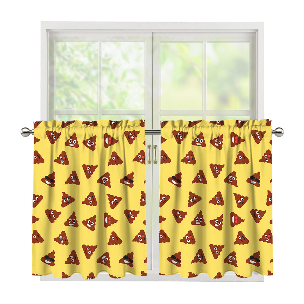 Poop Emoji Pattern Print Tier Curtains