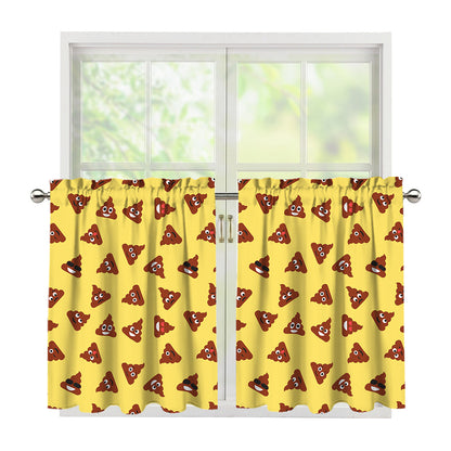 Poop Emoji Pattern Print Tier Curtains