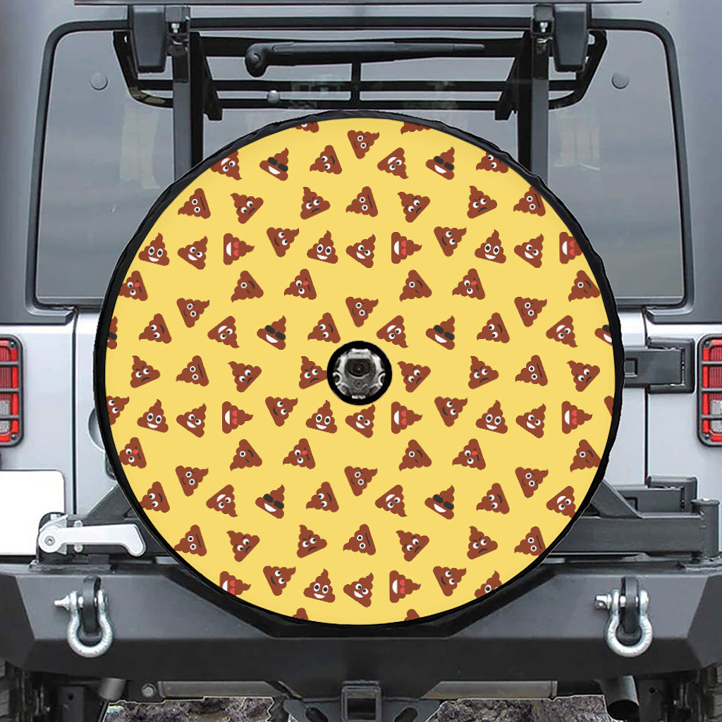 Poop Emoji Pattern Print Tire Cover With Camera Hole