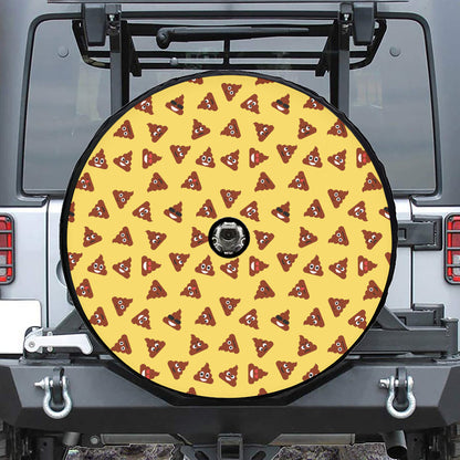 Poop Emoji Pattern Print Tire Cover With Camera Hole