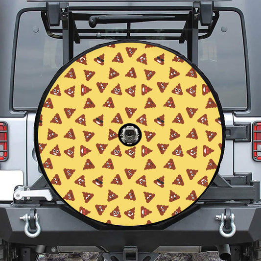 Poop Emoji Pattern Print Tire Cover With Camera Hole