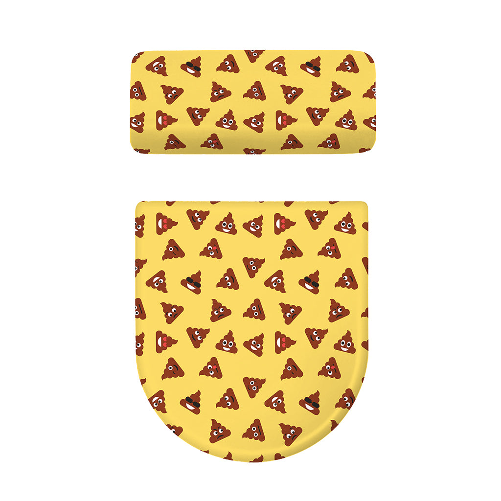 Poop Emoji Pattern Print Toilet Lid And Tank Cover Set