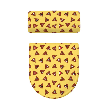Poop Emoji Pattern Print Toilet Lid And Tank Cover Set