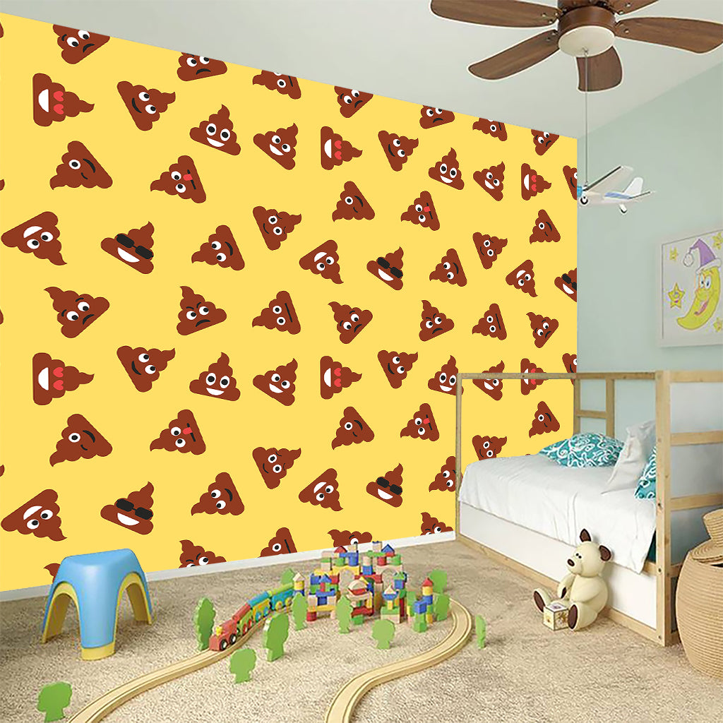 Poop Emoji Pattern Print Wall Sticker