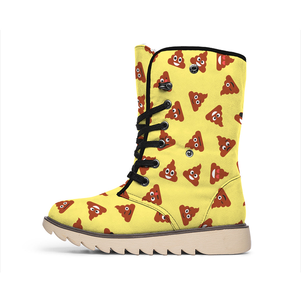 Poop Emoji Pattern Print Winter Boots