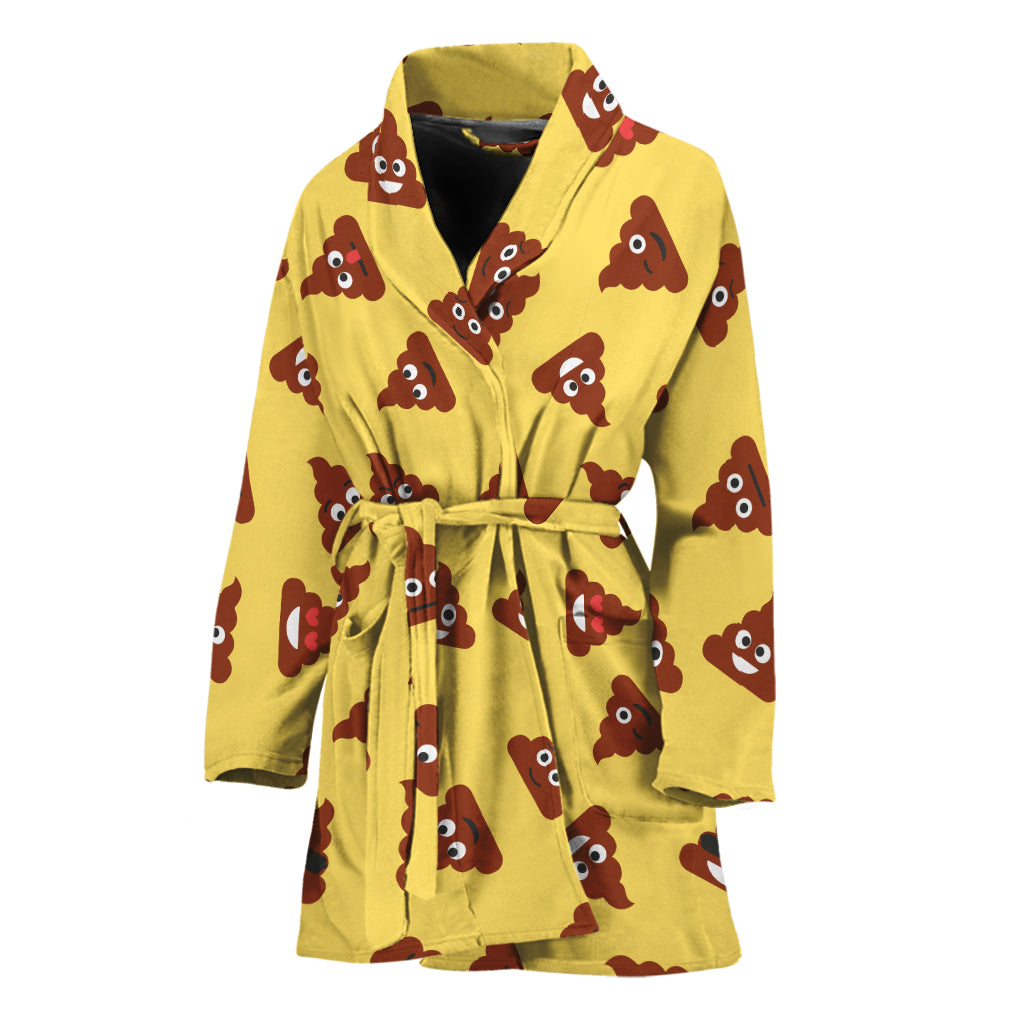 Poop Emoji Pattern Print Women's Bathrobe