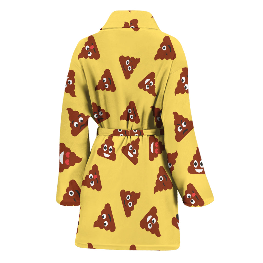 Poop Emoji Pattern Print Women's Bathrobe