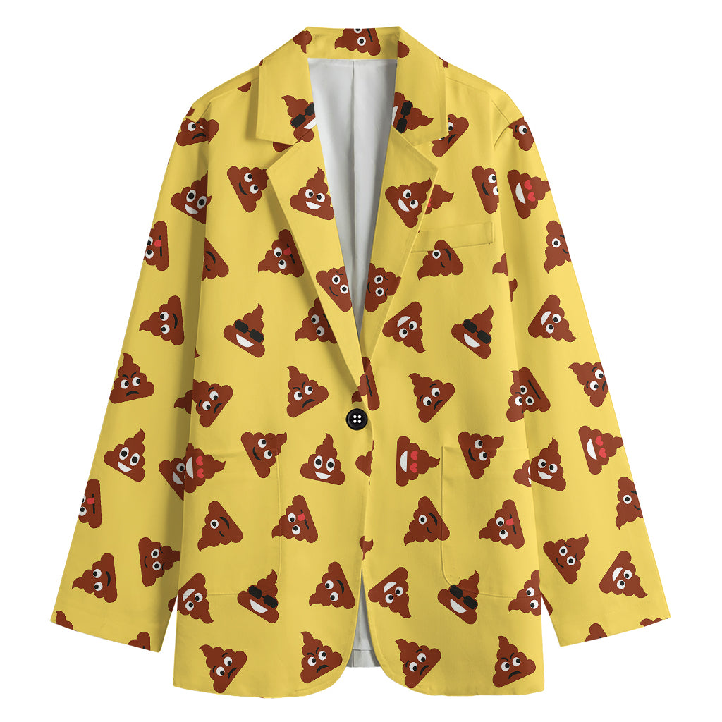 Poop Emoji Pattern Print Women's Cotton Blazer