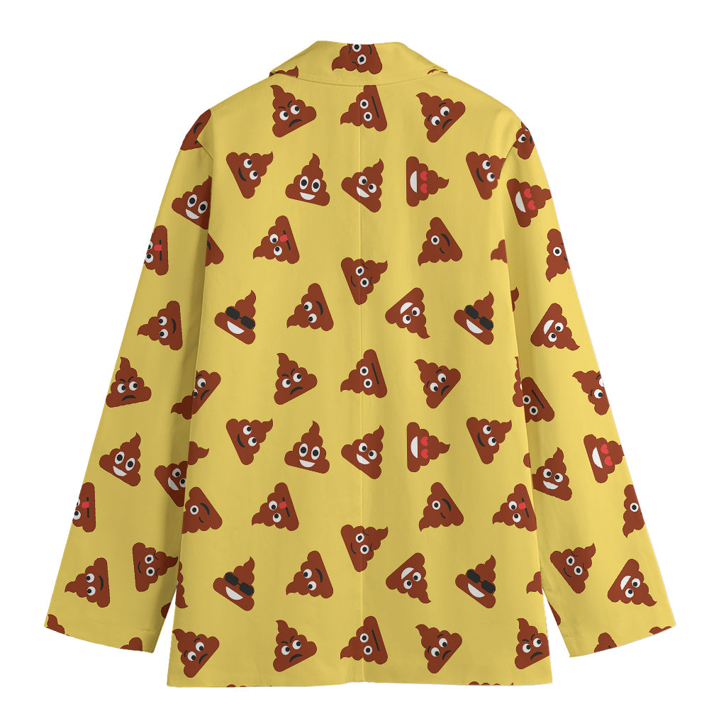 Poop Emoji Pattern Print Women's Cotton Blazer