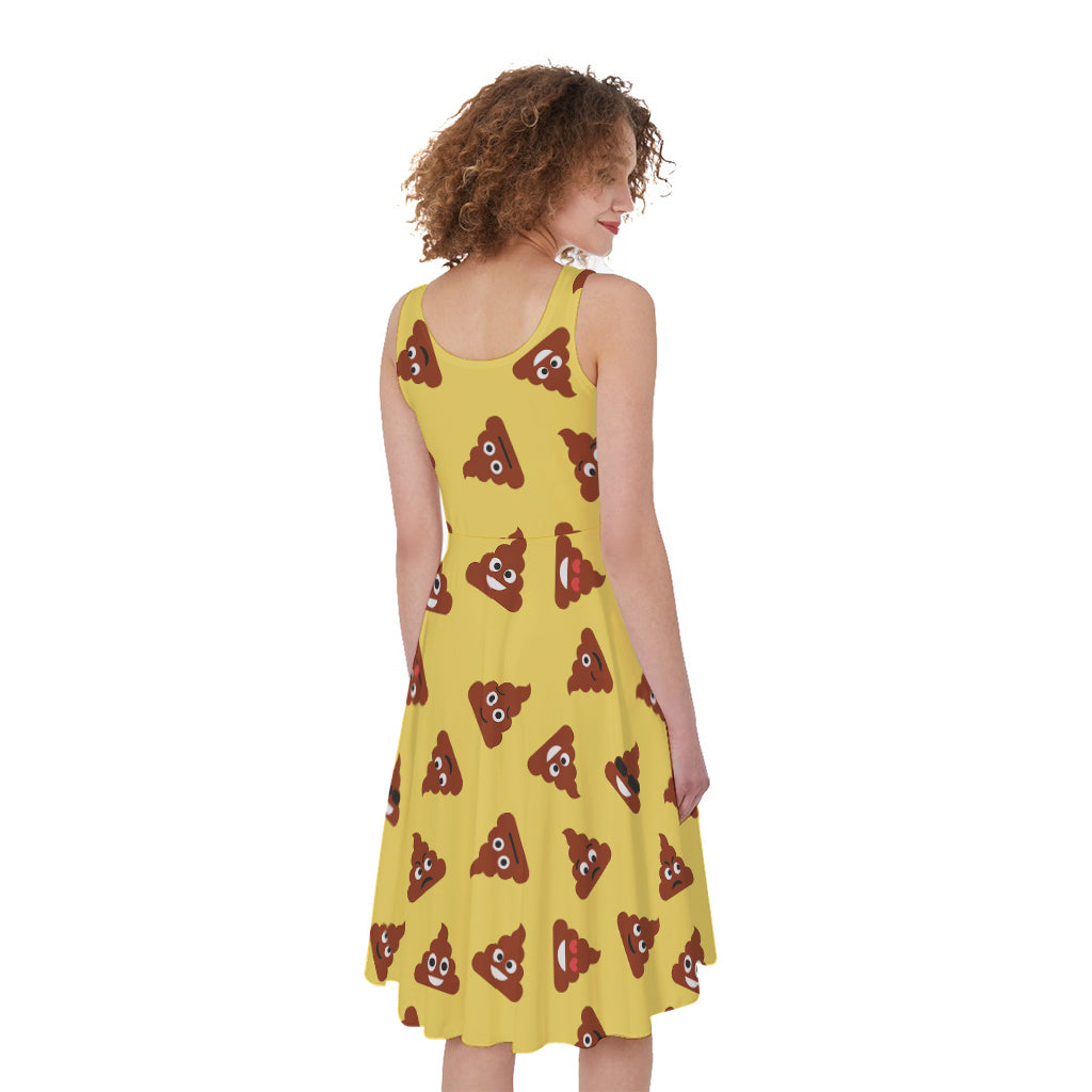 Poop Emoji Pattern Print Women's Sleeveless Dress