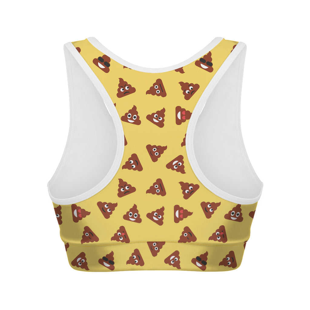 Poop Emoji Pattern Print Women's Sports Bra