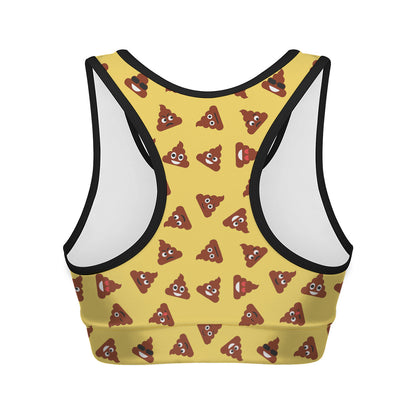 Poop Emoji Pattern Print Women's Sports Bra