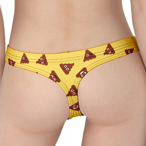 Poop Emoji Pattern Print Women's Thong