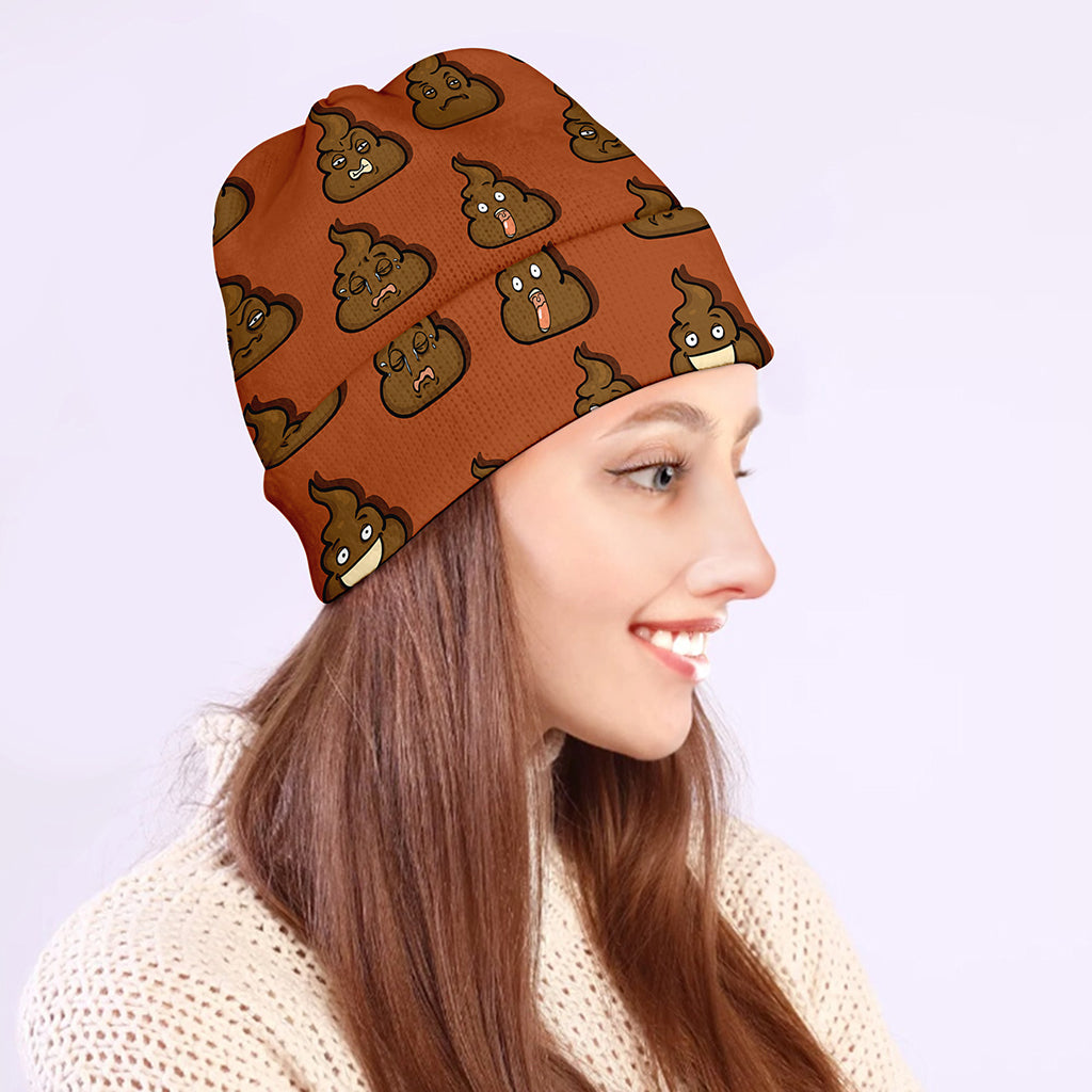 Poop Emoticons Pattern Print Beanie