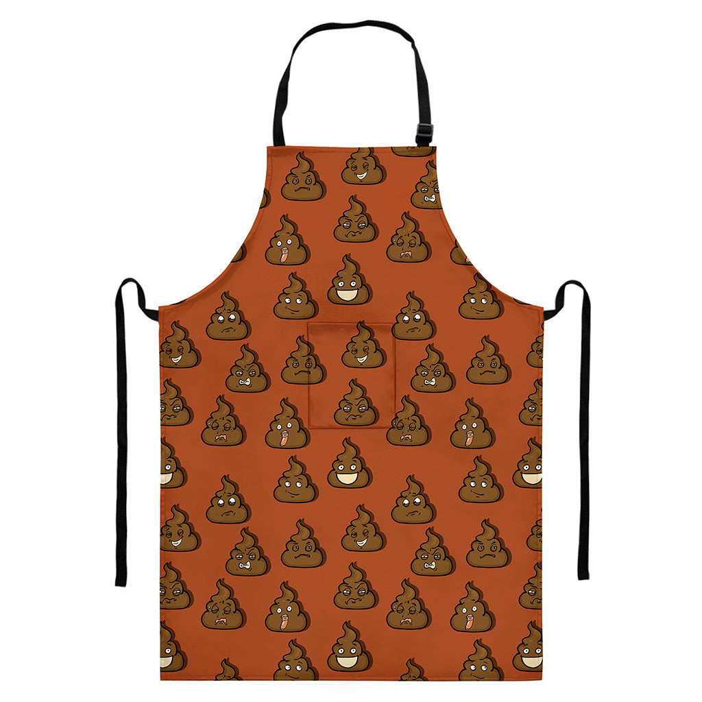 Poop Emoticons Pattern Print Bib Apron With Pocket