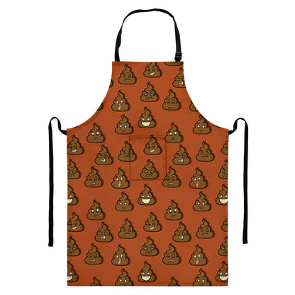 Poop Emoticons Pattern Print Bib Apron With Pocket