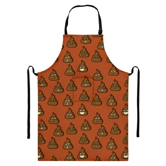 Poop Emoticons Pattern Print Bib Apron With Pocket