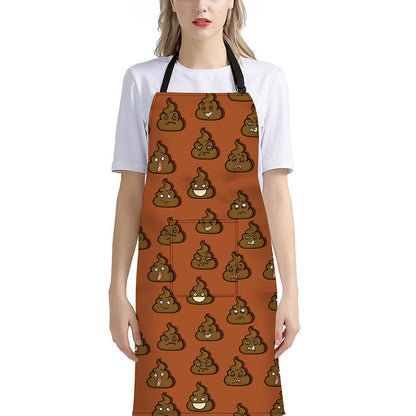 Poop Emoticons Pattern Print Bib Apron With Pocket