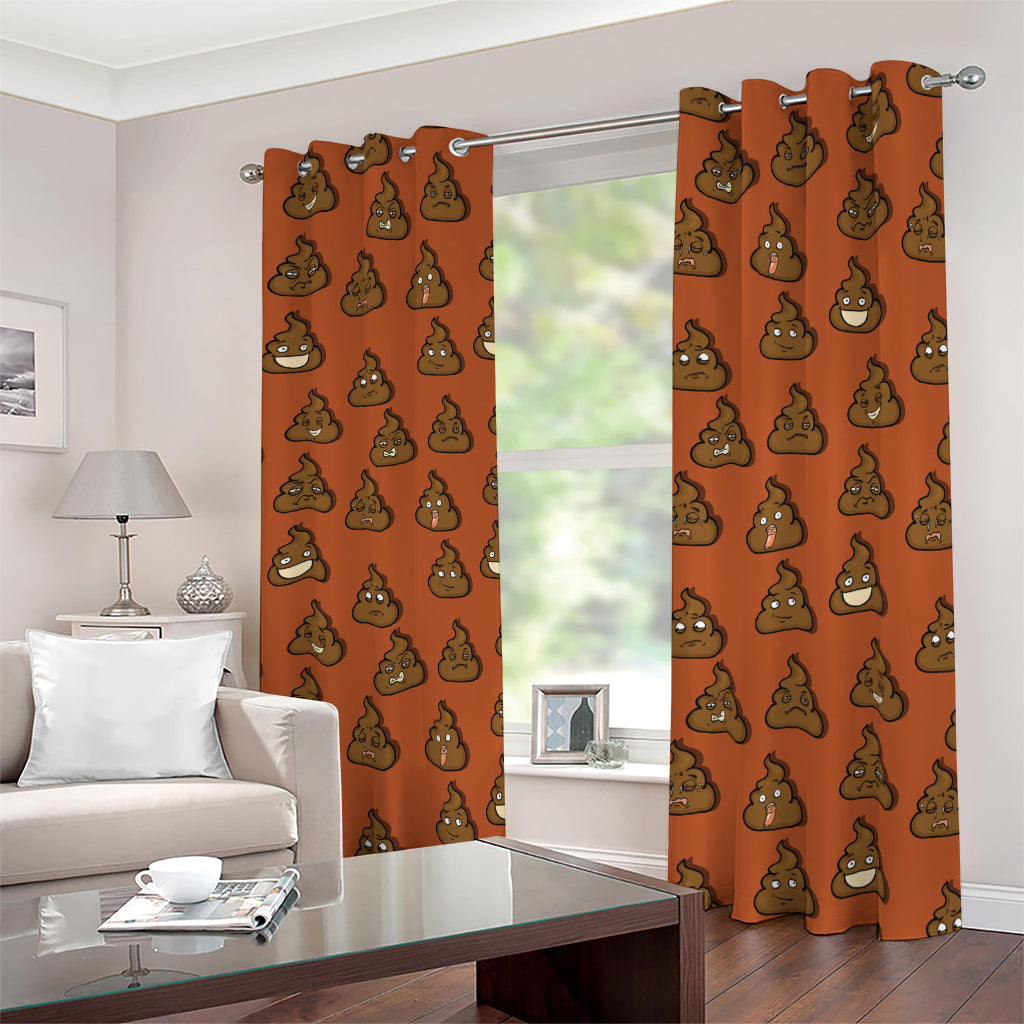 Poop Emoticons Pattern Print Blackout Grommet Curtains