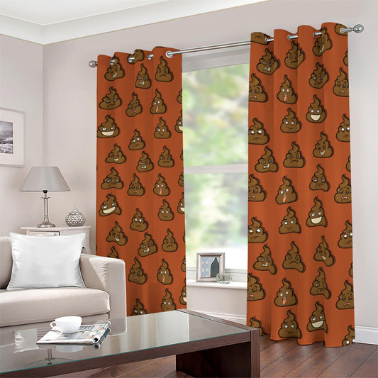 Poop Emoticons Pattern Print Blackout Grommet Curtains