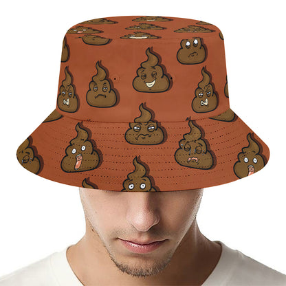 Poop Emoticons Pattern Print Bucket Hat