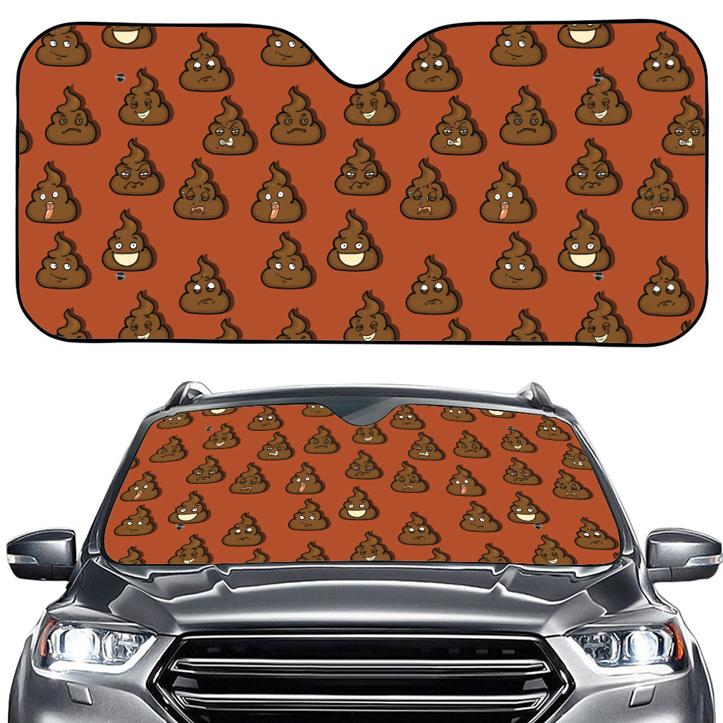 Poop Emoticons Pattern Print Car Windshield Sun Shade