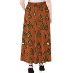 Poop Emoticons Pattern Print Chiffon Maxi Skirt