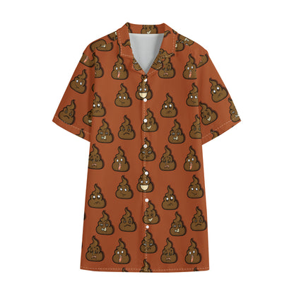 Poop Emoticons Pattern Print Cotton Hawaiian Shirt