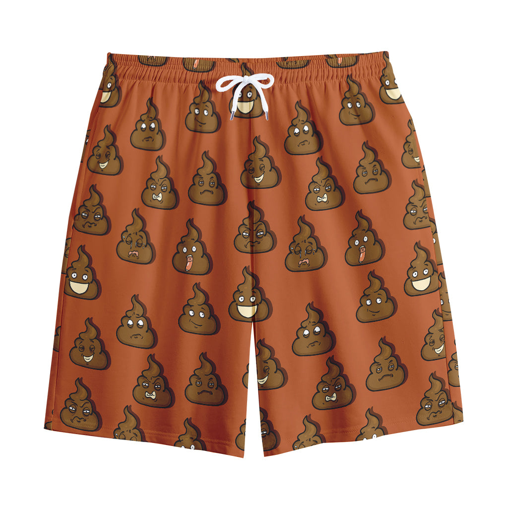 Poop Emoticons Pattern Print Cotton Shorts