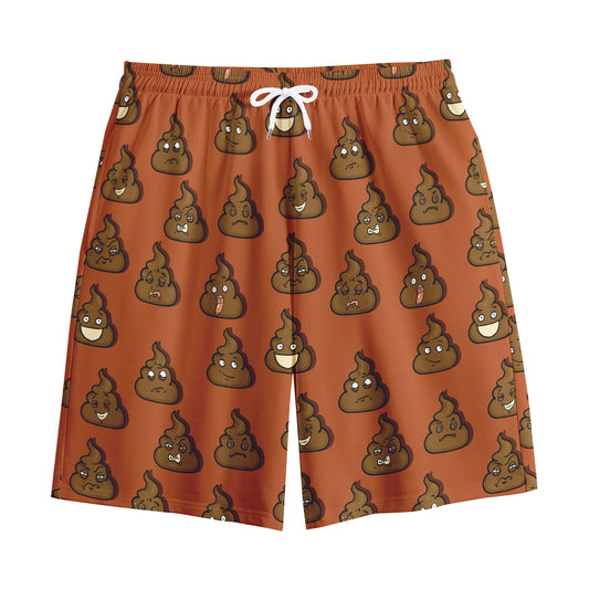 Poop Emoticons Pattern Print Cotton Shorts