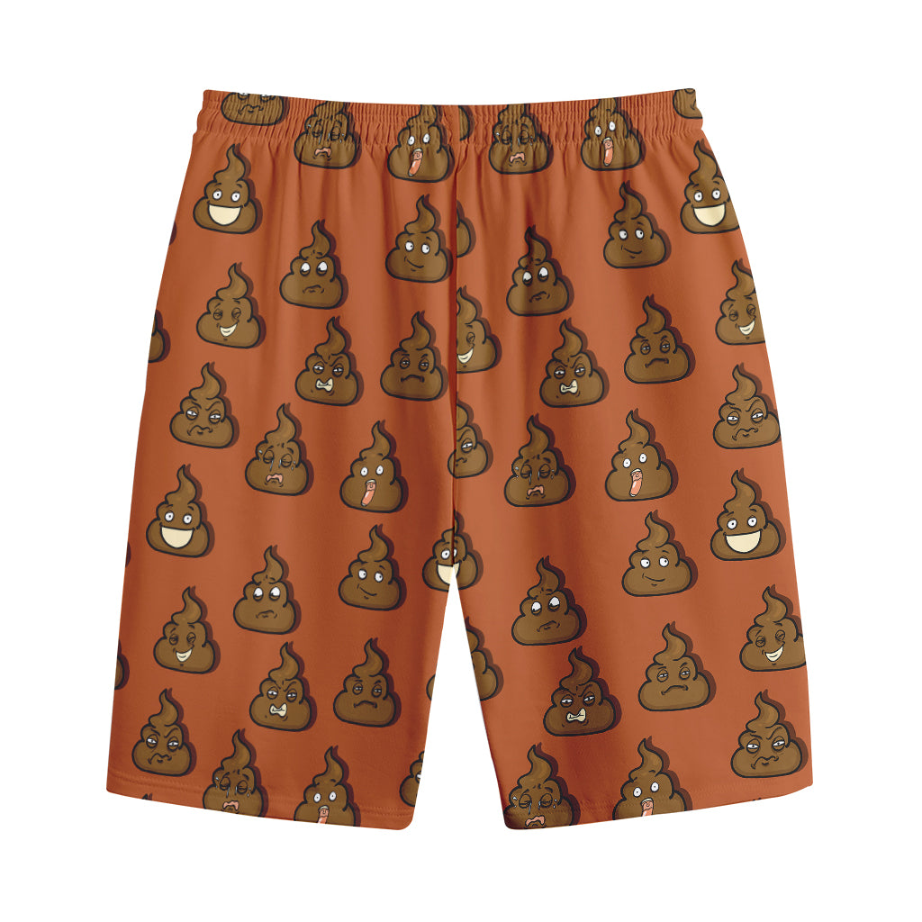 Poop Emoticons Pattern Print Cotton Shorts