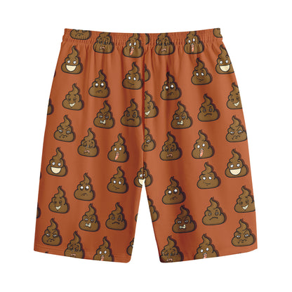 Poop Emoticons Pattern Print Cotton Shorts