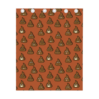Poop Emoticons Pattern Print Curtain