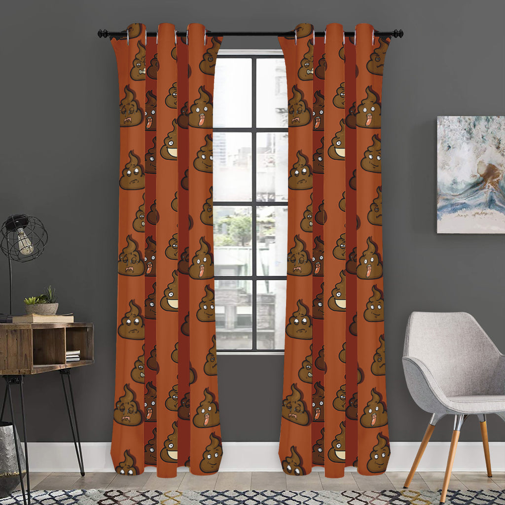 Poop Emoticons Pattern Print Curtain