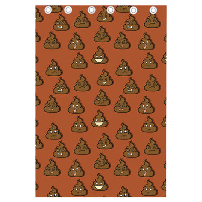 Poop Emoticons Pattern Print Curtain