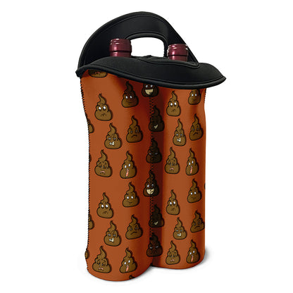 Poop Emoticons Pattern Print Double Neoprene Wine Tote