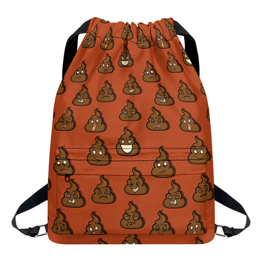 Poop Emoticons Pattern Print Drawstring Backpack