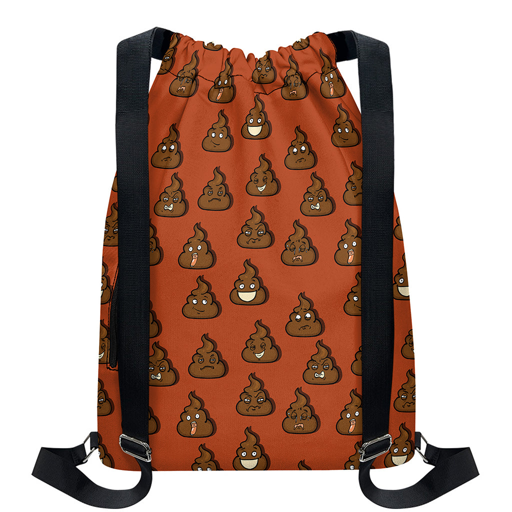 Poop Emoticons Pattern Print Drawstring Backpack