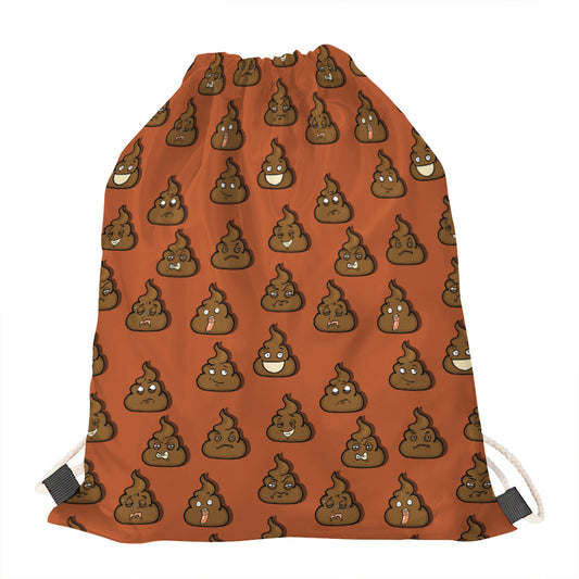 Poop Emoticons Pattern Print Drawstring Bag
