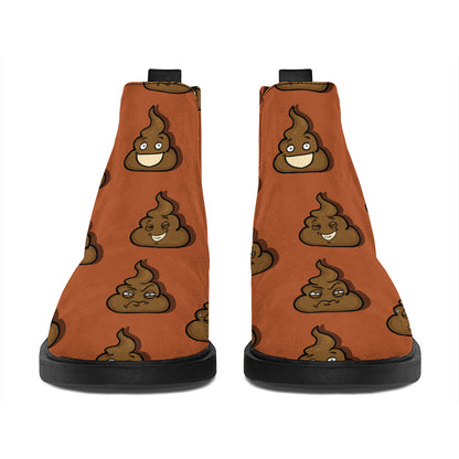 Poop Emoticons Pattern Print Flat Ankle Boots