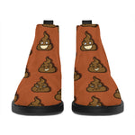 Poop Emoticons Pattern Print Flat Ankle Boots