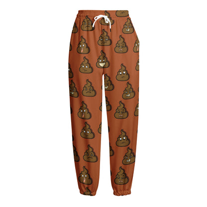 Poop Emoticons Pattern Print Fleece Lined Knit Pants
